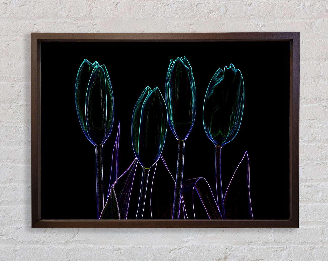 Abstract Neon Floral 30 Framed Print