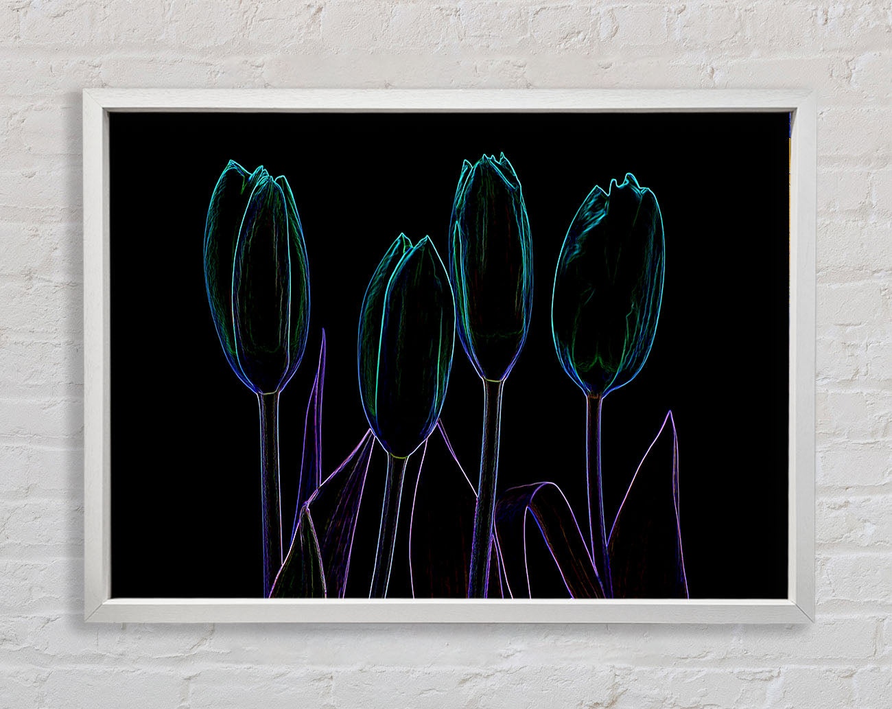 Abstract Neon Floral 30 Framed Print
