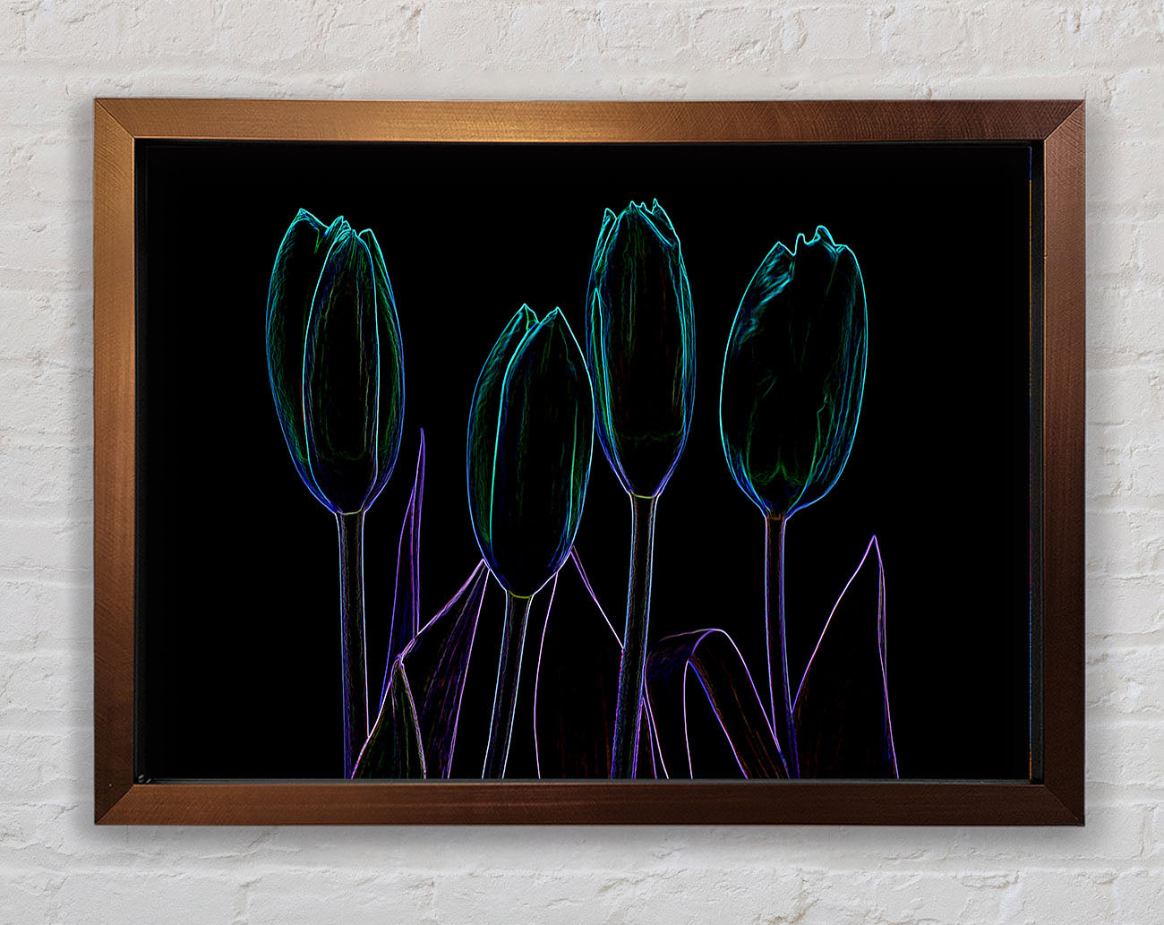 Abstract Neon Floral 30 Framed Print