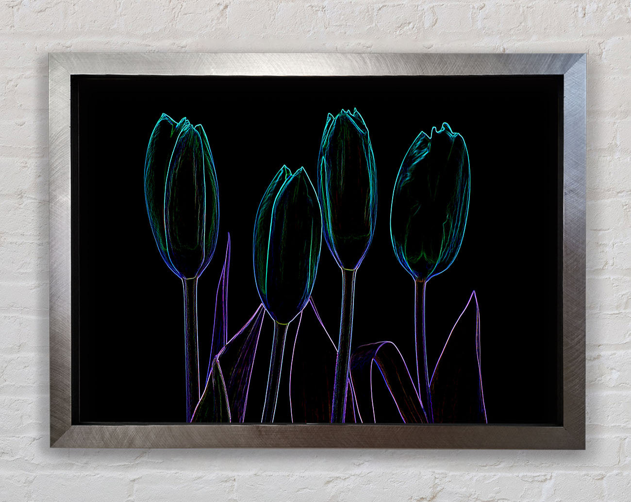 Abstract Neon Floral 30 Framed Print