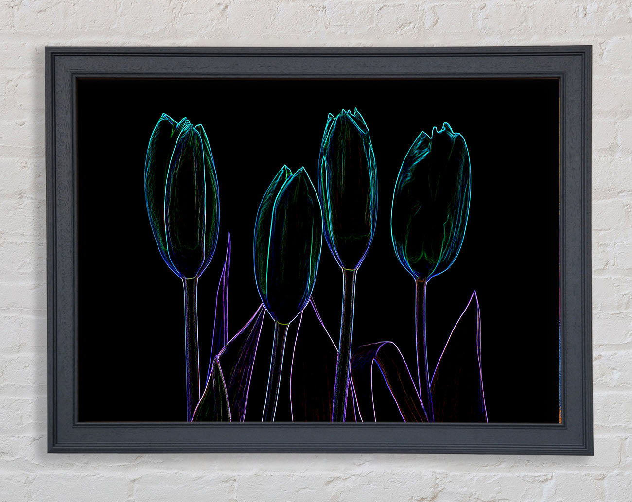 Abstract Neon Floral 30 Framed Print