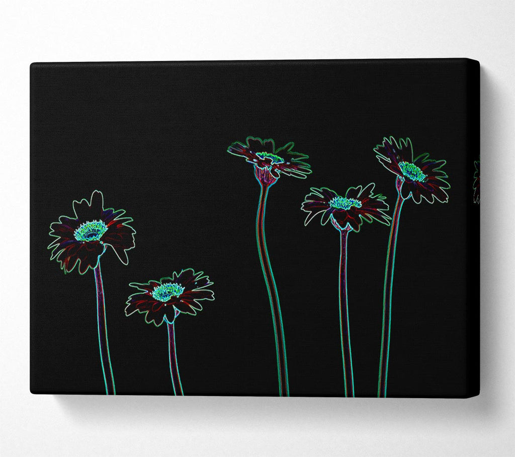 Abstarct Neon Floral 29 Canvas Wall Art