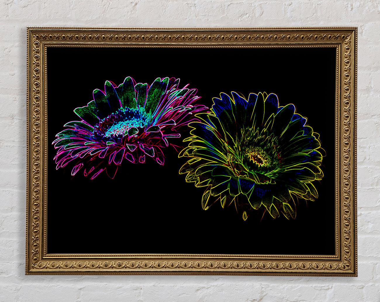 Abstract Neon Floral 12 Framed Print