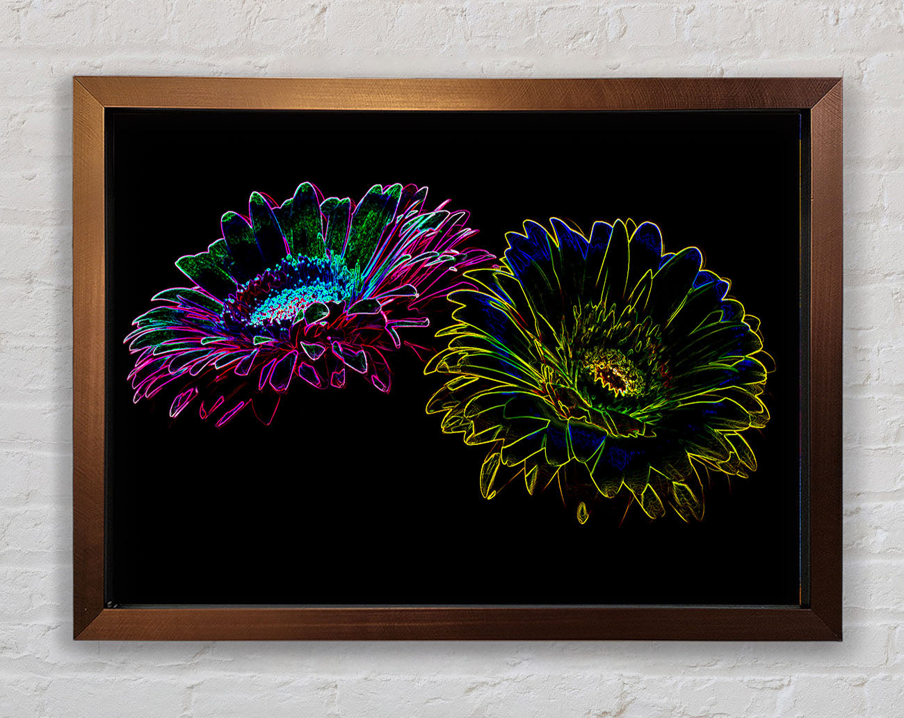 Abstract Neon Floral 12 Framed Print