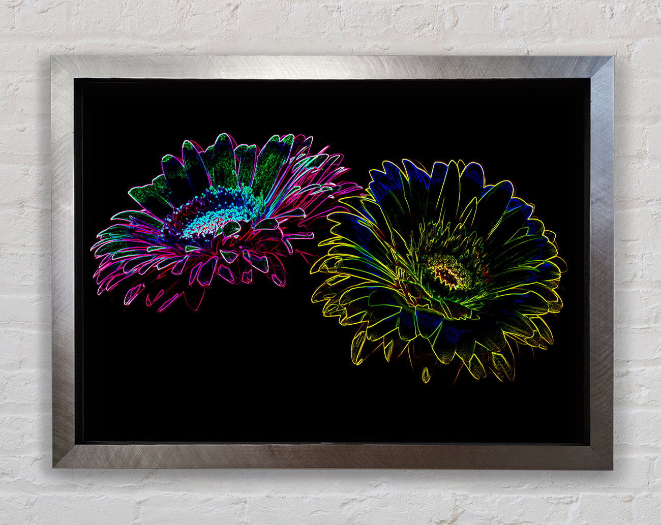 Abstract Neon Floral 12 Framed Print