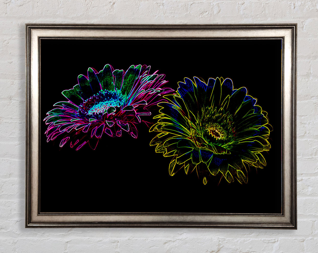 Abstract Neon Floral 12 Framed Print