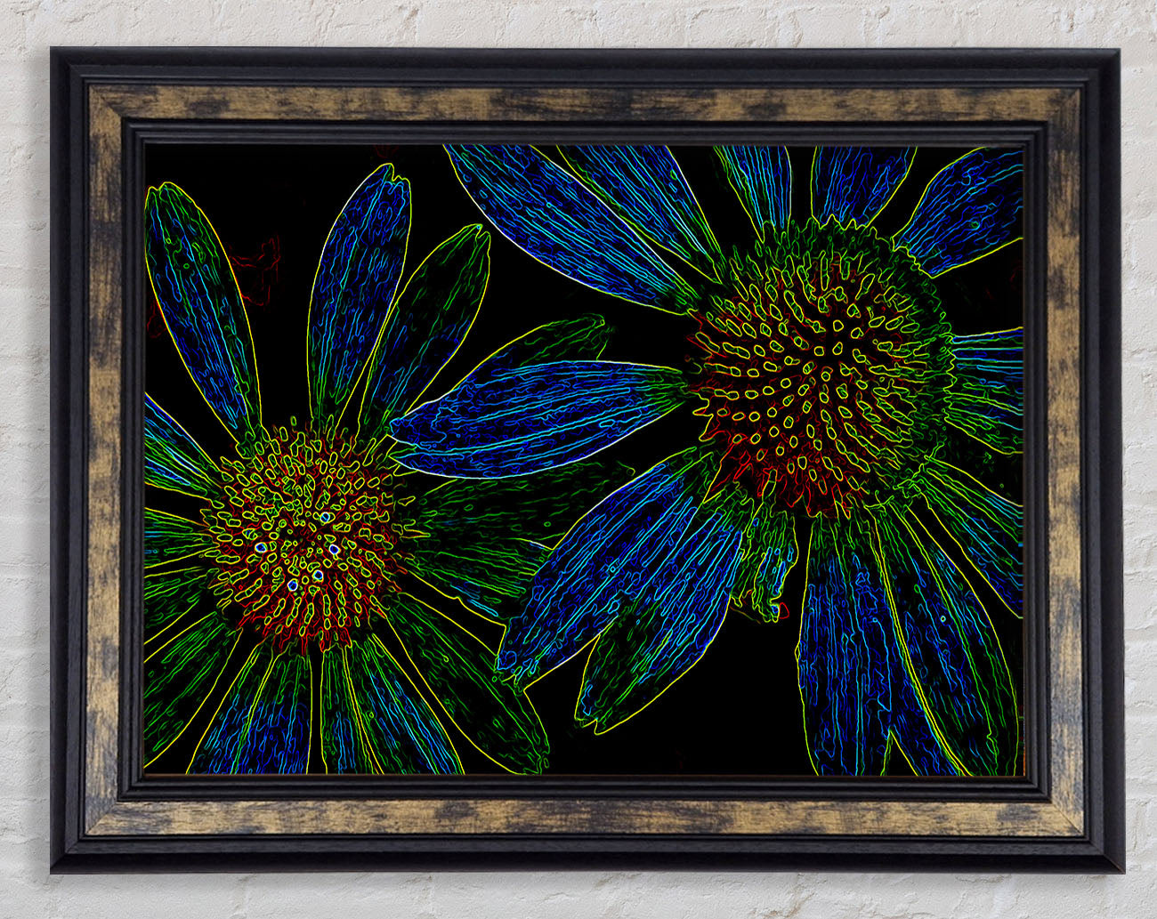 Abstract Neon Floral 18 Framed Print