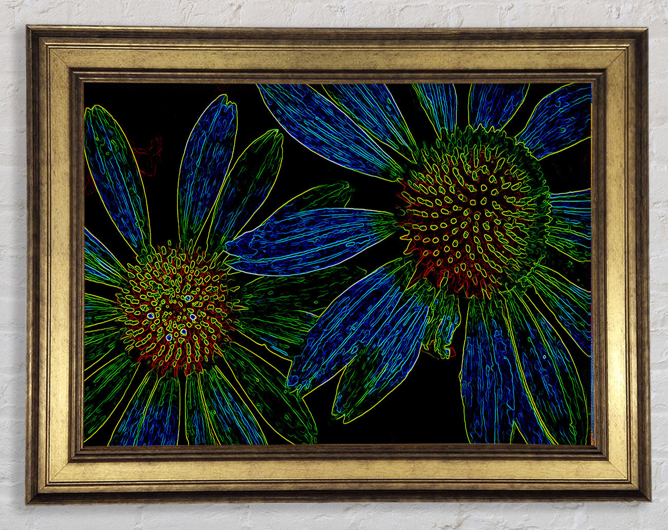 Abstract Neon Floral 18 Framed Print