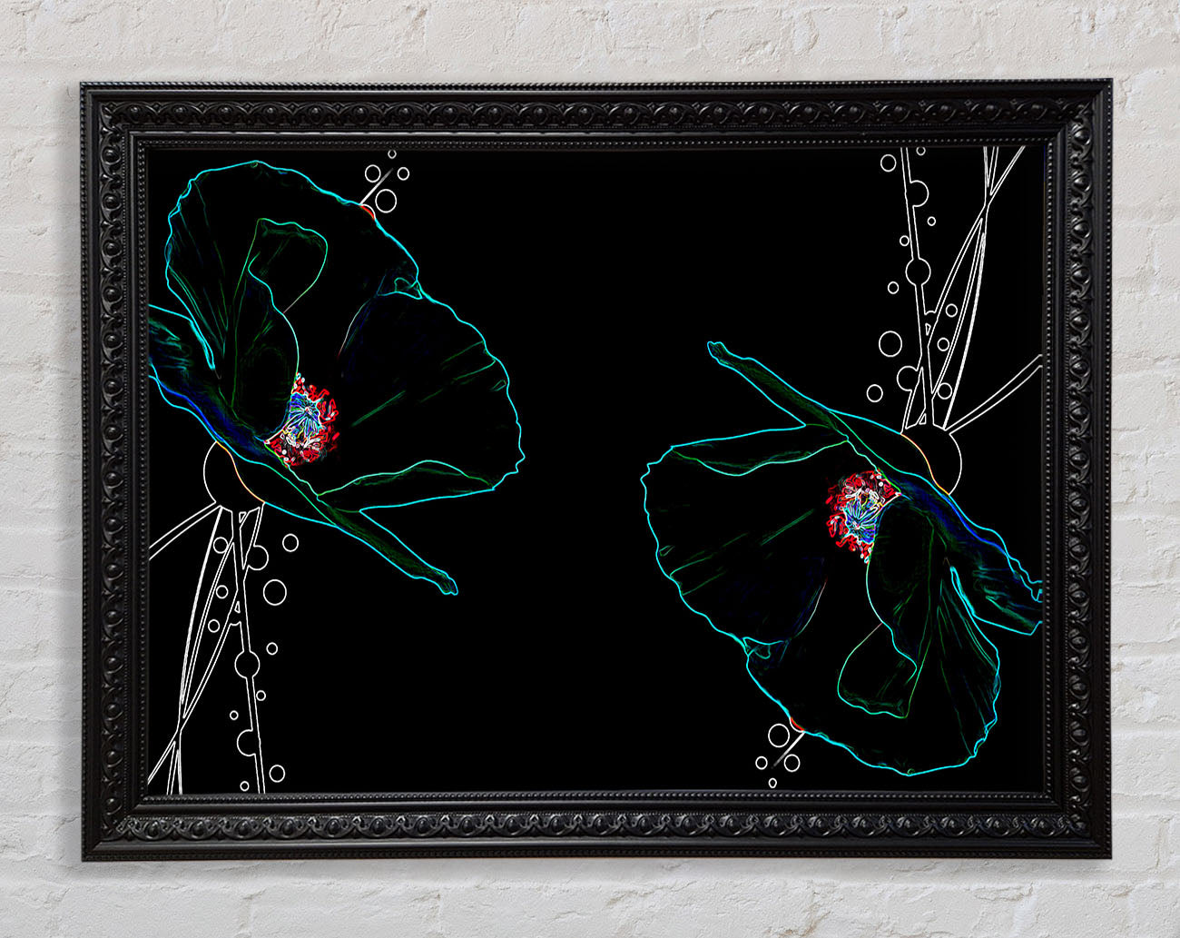 Abstract Neon Floral 09 Framed Print