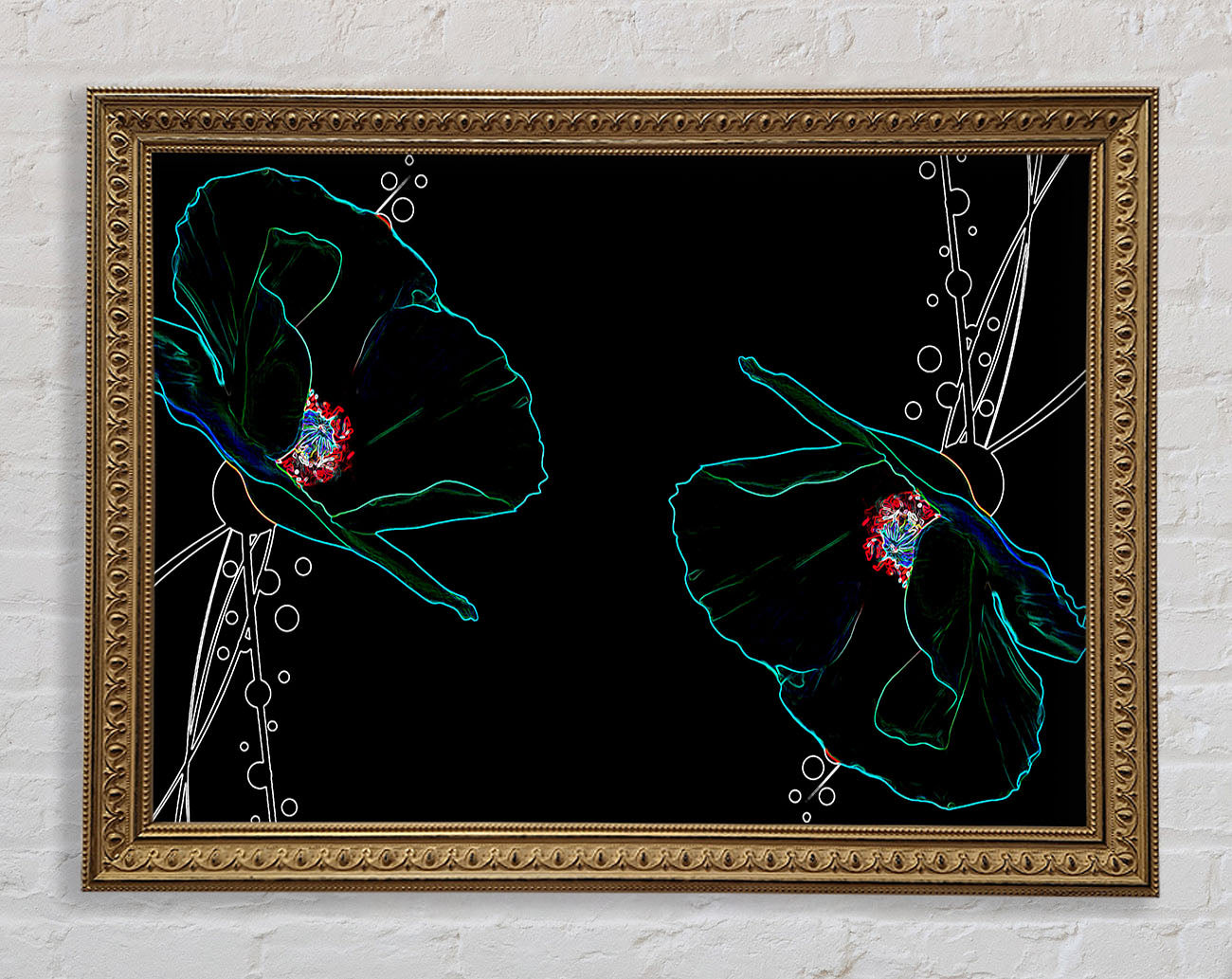 Abstract Neon Floral 09 Framed Print