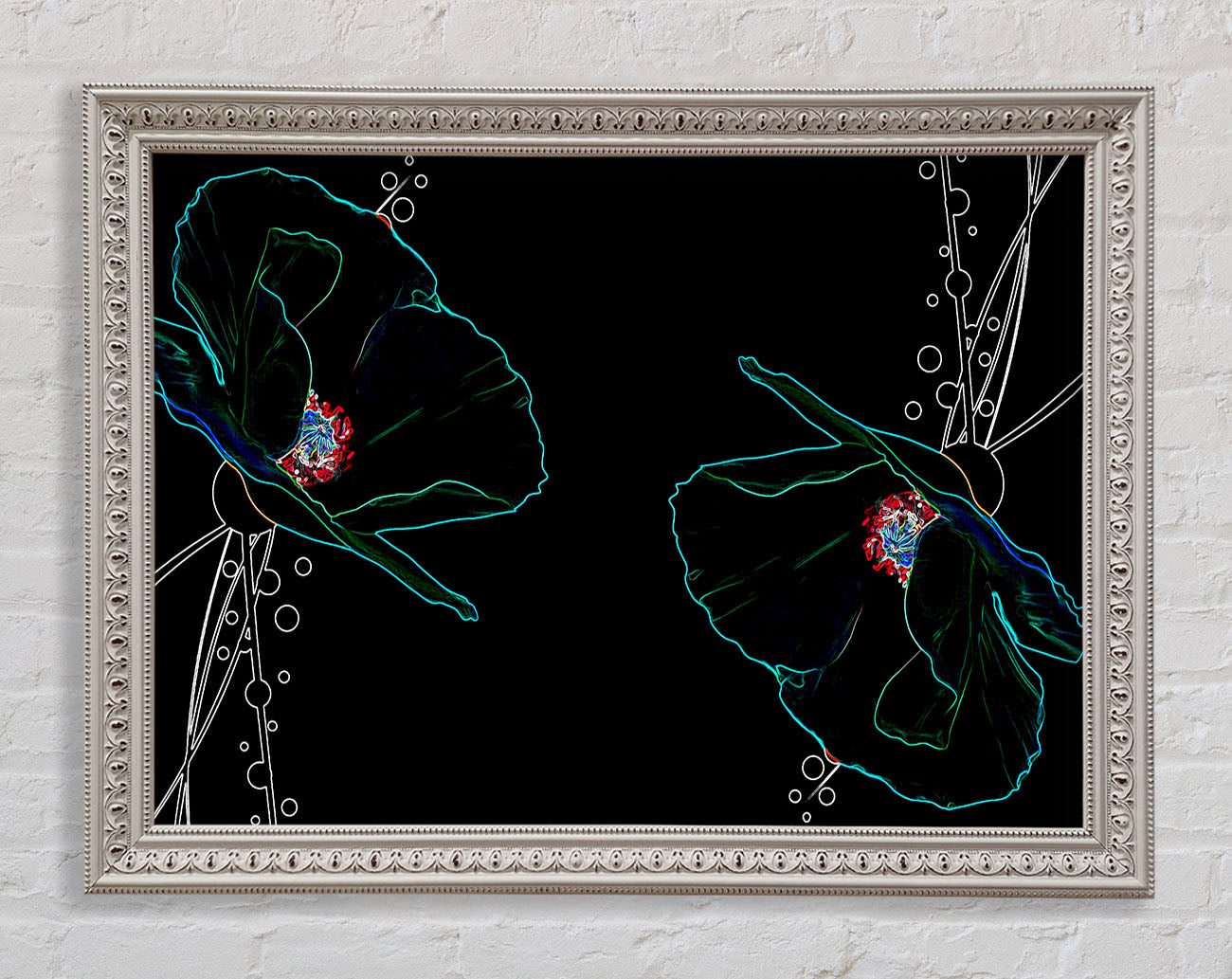 Abstract Neon Floral 09 Framed Print