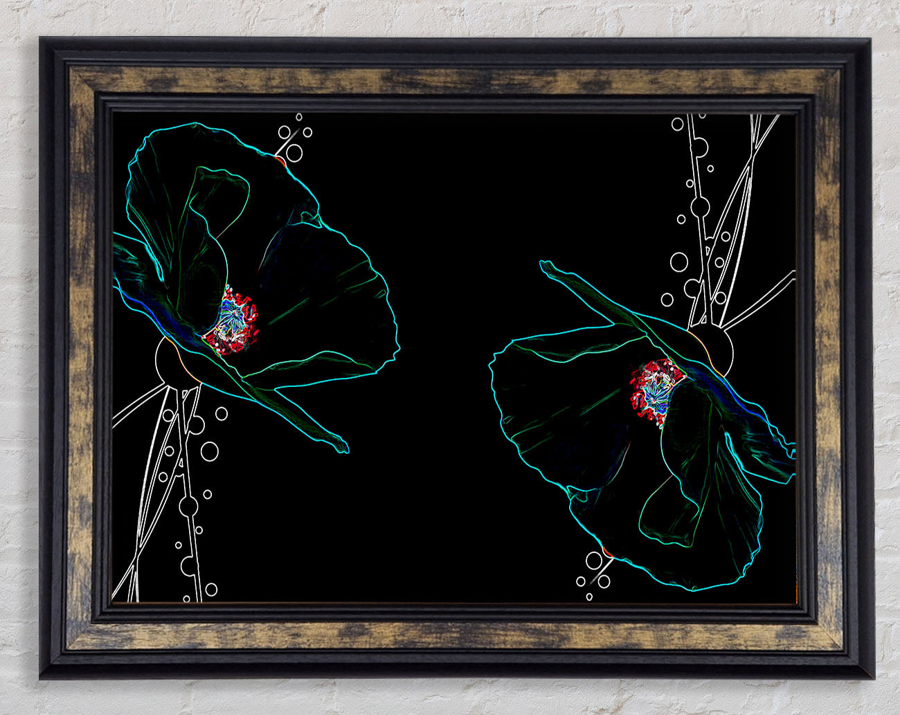 Abstract Neon Floral 09 Framed Print