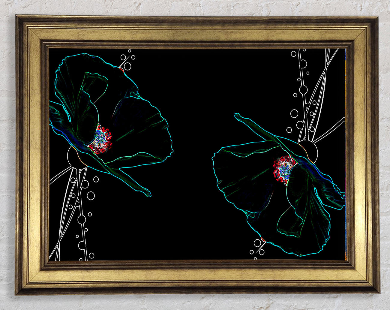 Abstract Neon Floral 09 Framed Print