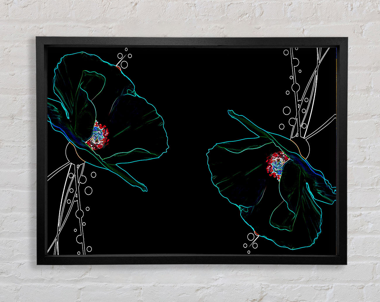 Abstract Neon Floral 09 Framed Print