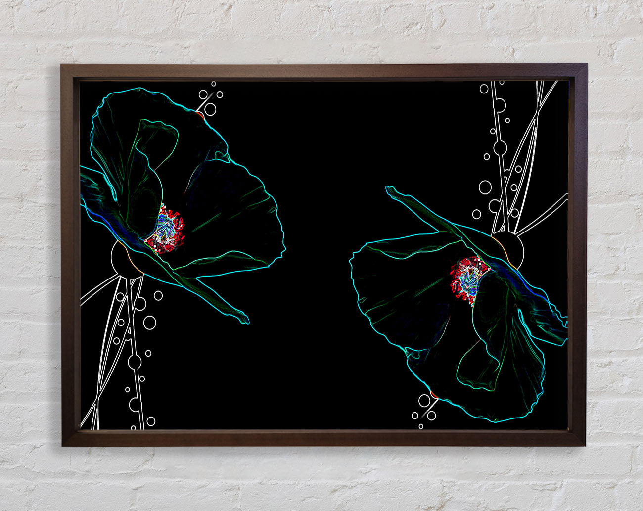 Abstract Neon Floral 09 Framed Print