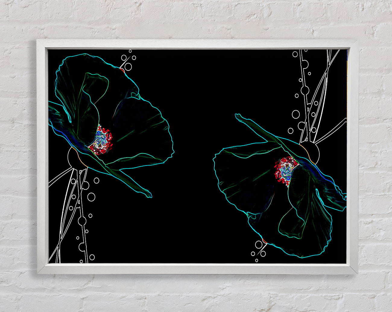 Abstract Neon Floral 09 Framed Print
