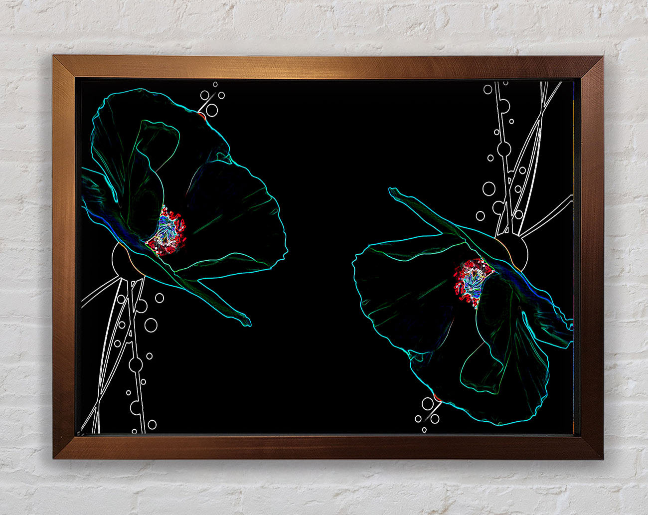 Abstract Neon Floral 09 Framed Print