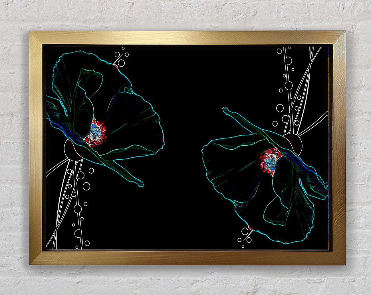 Abstract Neon Floral 09 Framed Print