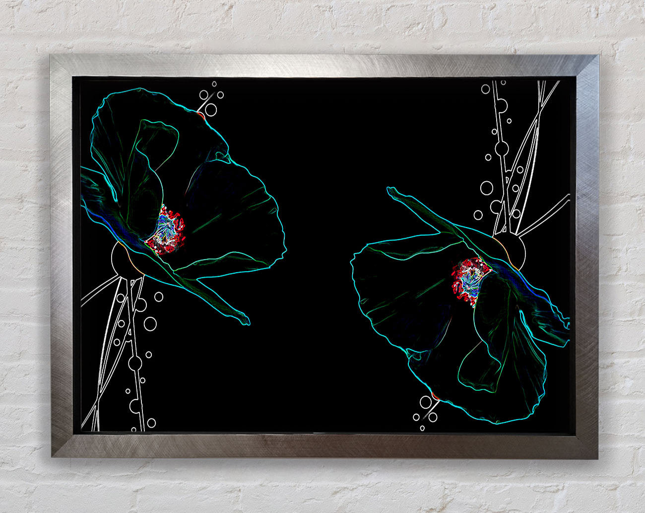 Abstract Neon Floral 09 Framed Print
