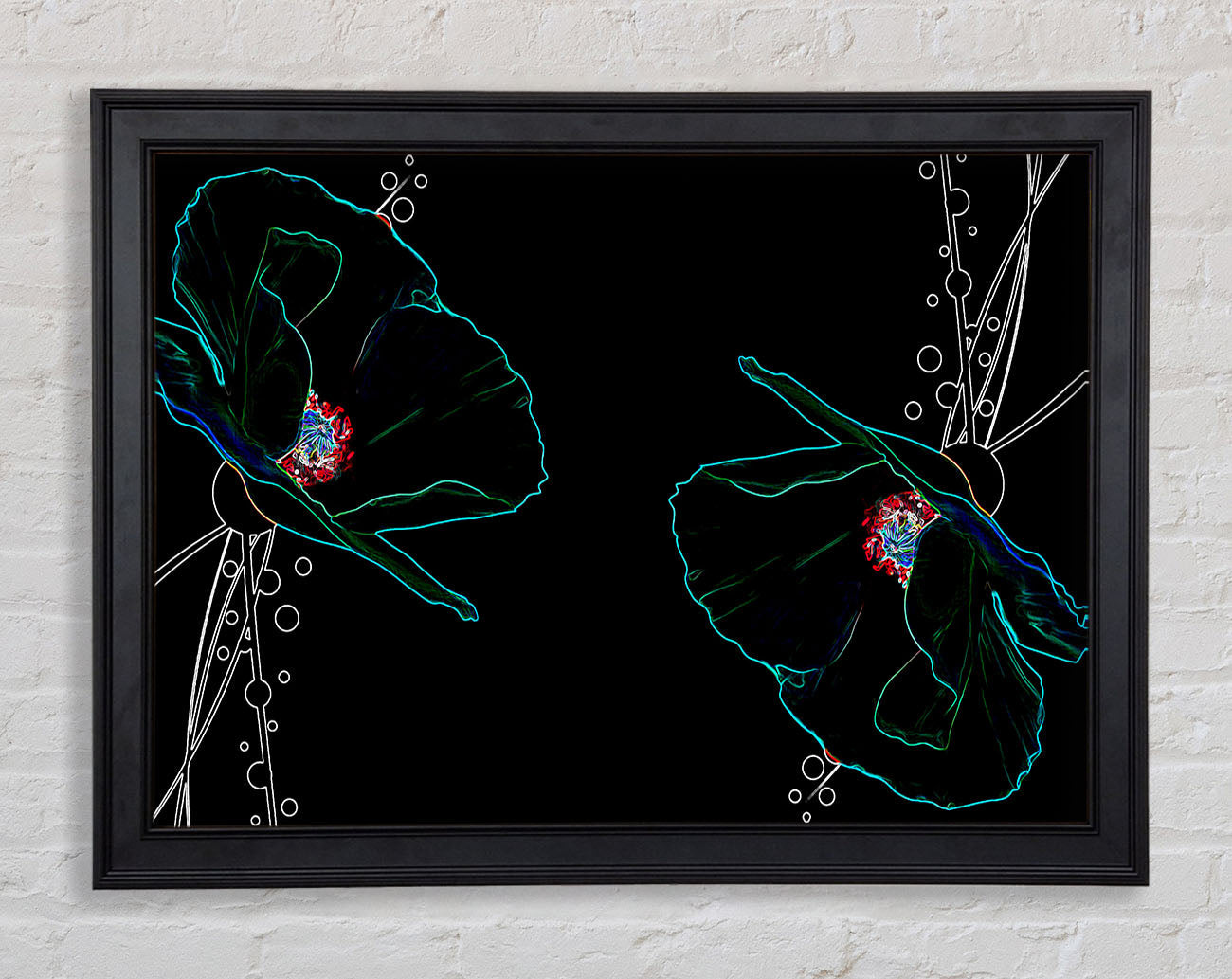 Abstract Neon Floral 09 Framed Print