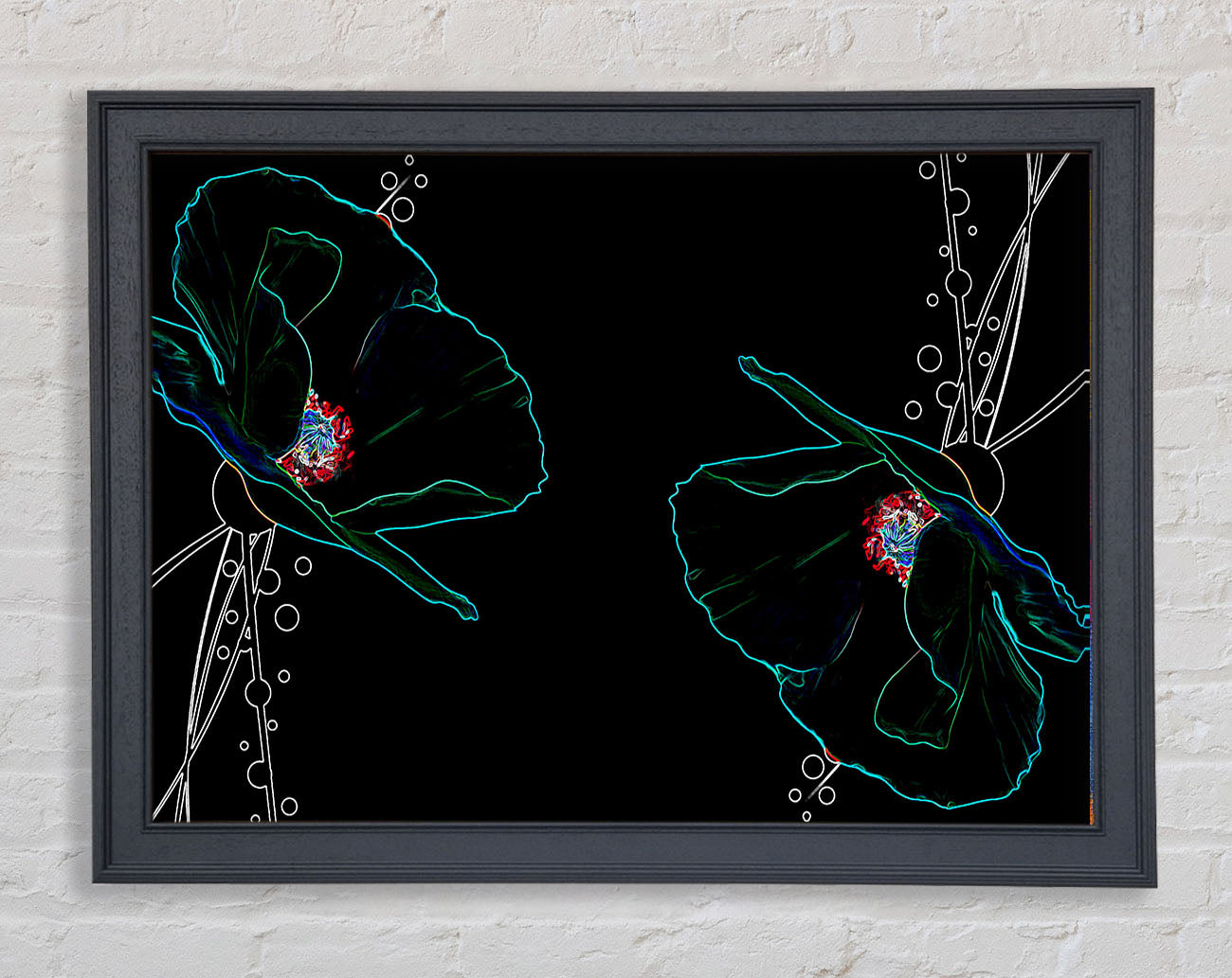 Abstract Neon Floral 09 Framed Print
