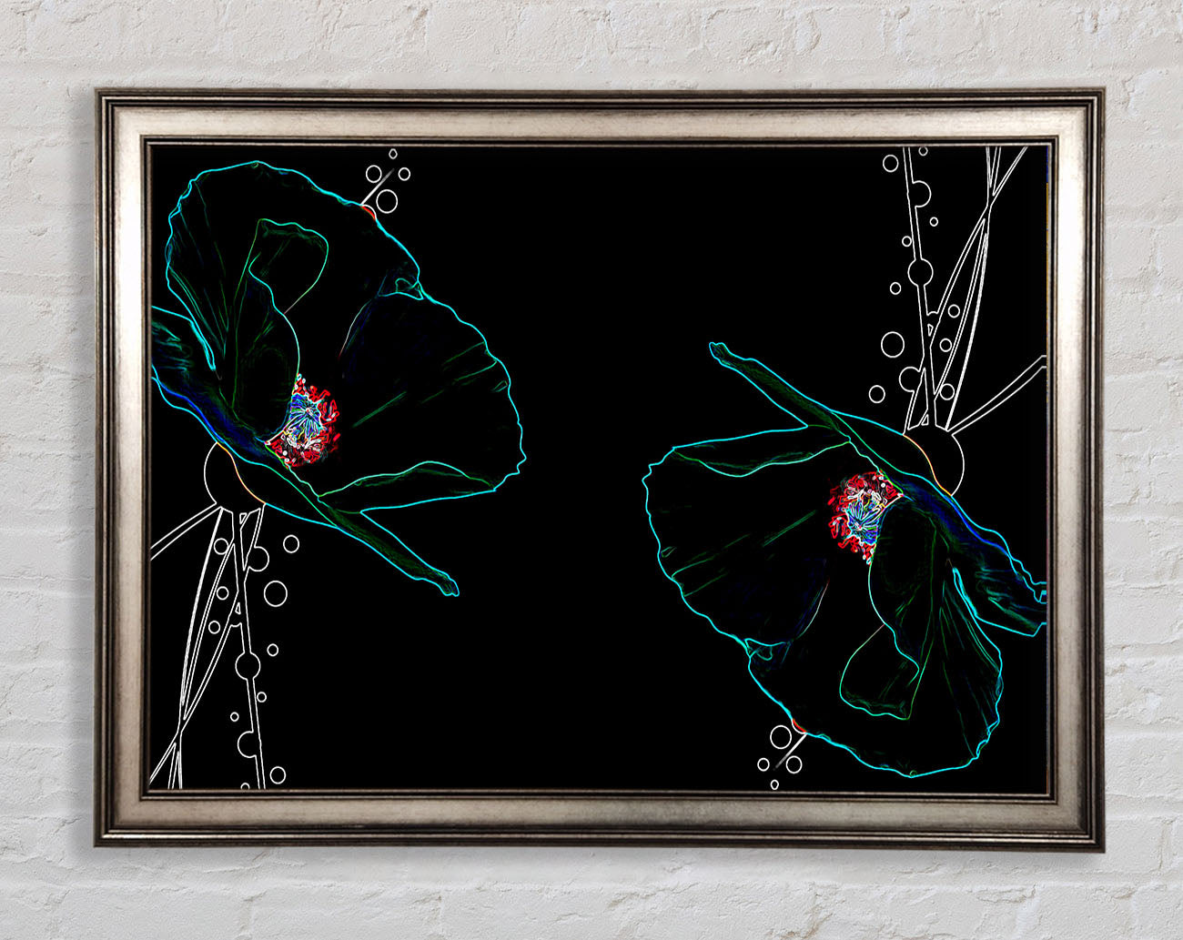 Abstract Neon Floral 09 Framed Print