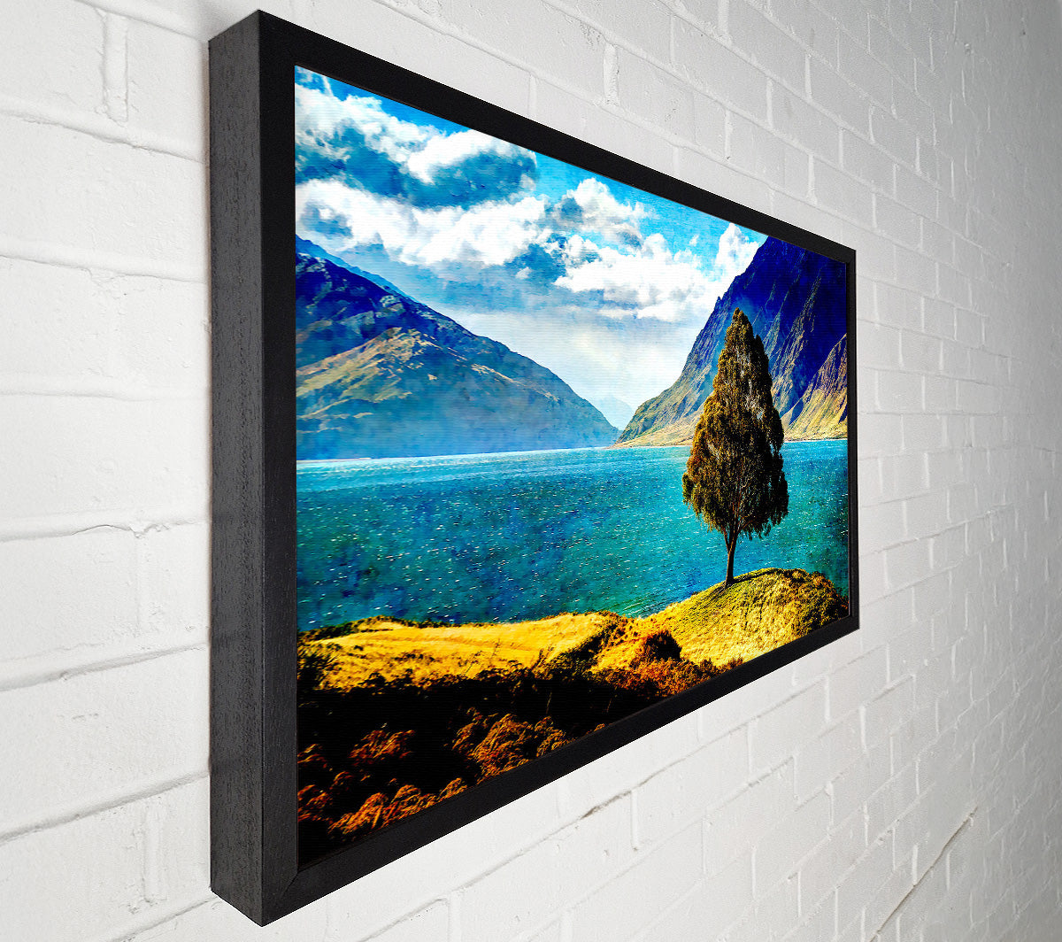 Tree By The Lake Canvas Wall Art