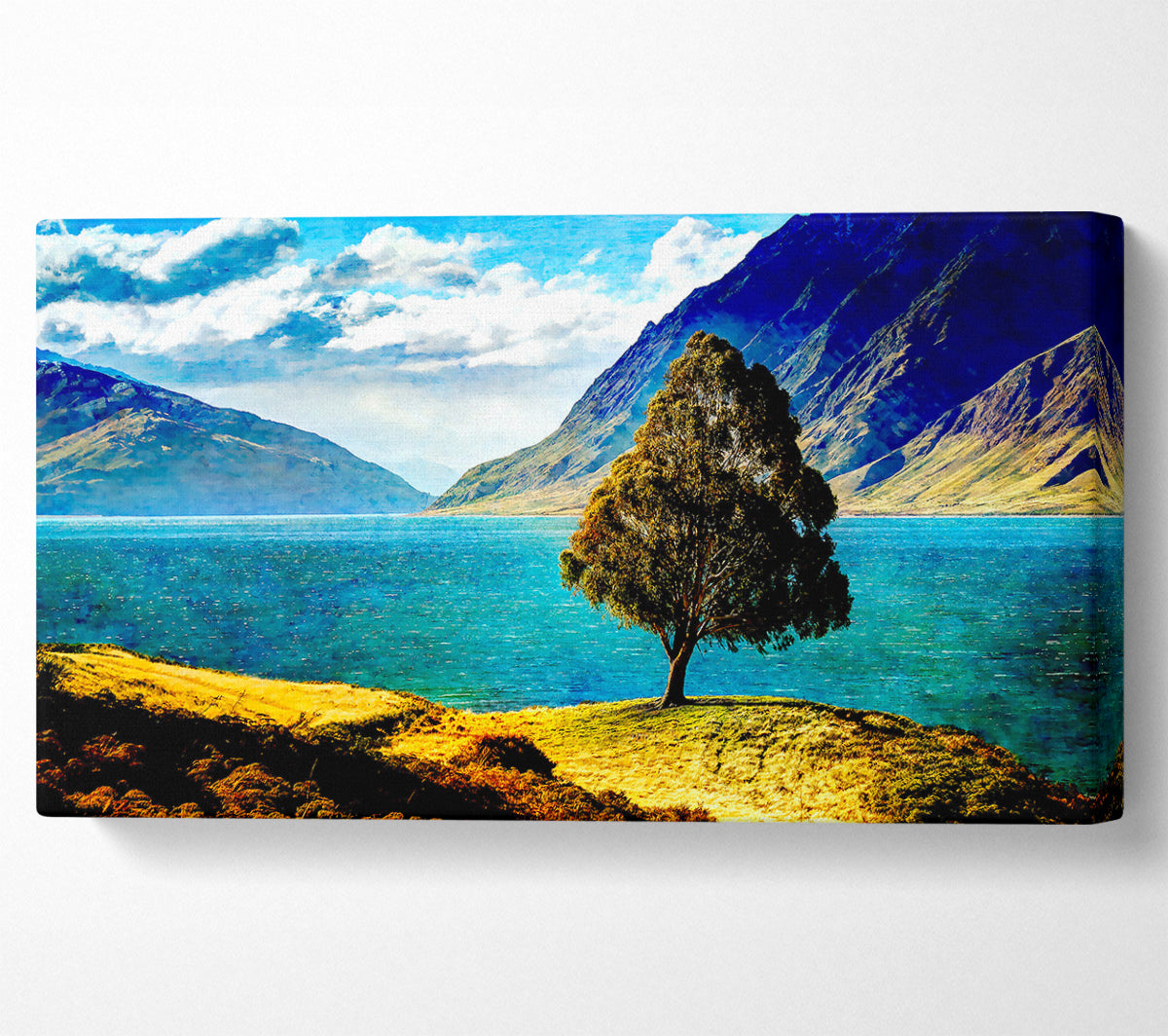 Tree By The Lake Canvas Wall Art