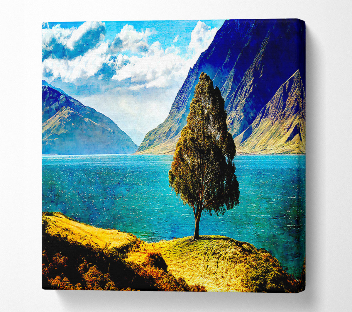 Tree By The Lake Canvas Wall Art