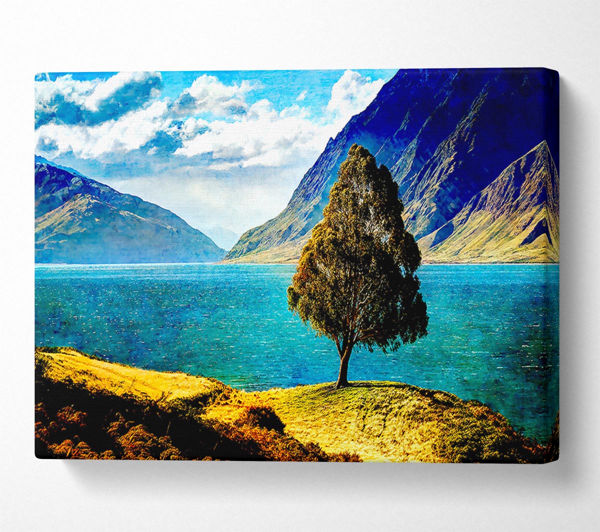 Tree By The Lake Canvas Wall Art