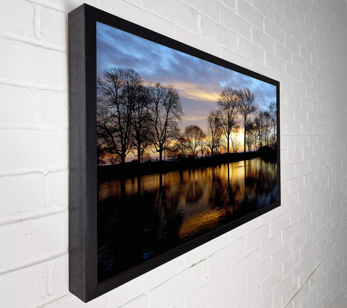 Woodland Lake At First Light Canvas Wall Art