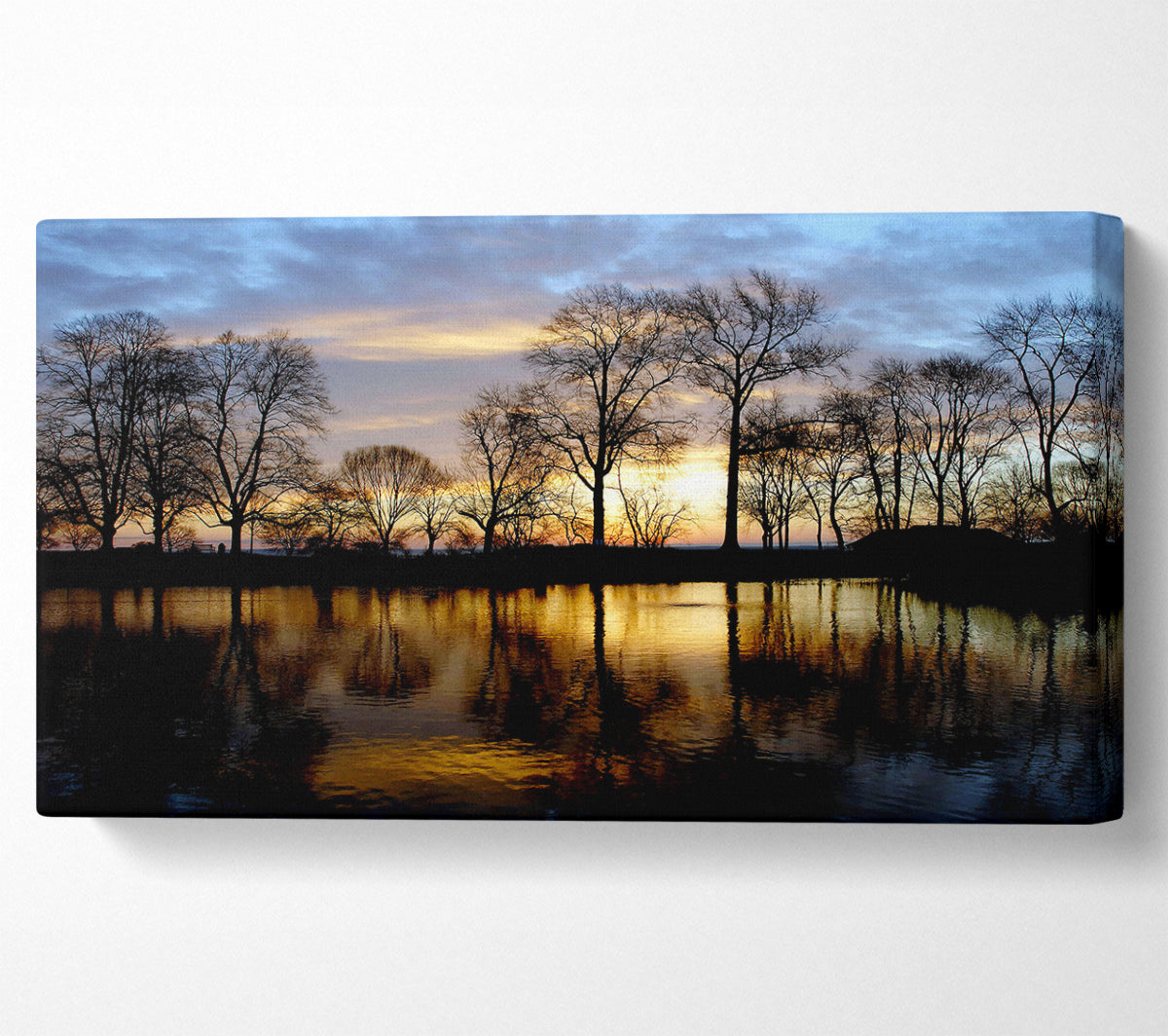 Woodland Lake At First Light Canvas Wall Art