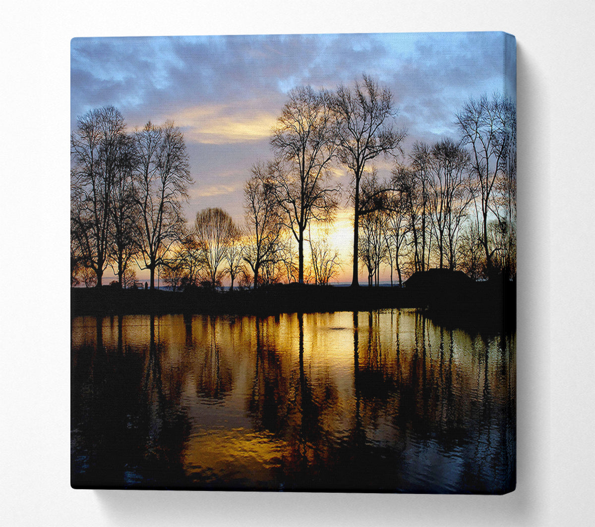 Woodland Lake At First Light Canvas Wall Art