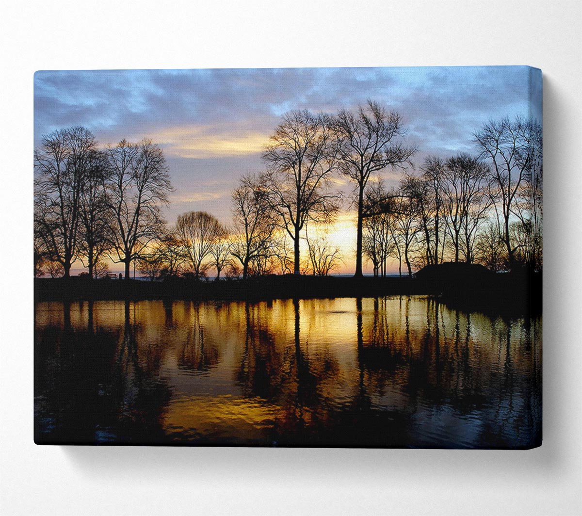 Woodland Lake At First Light Canvas Wall Art