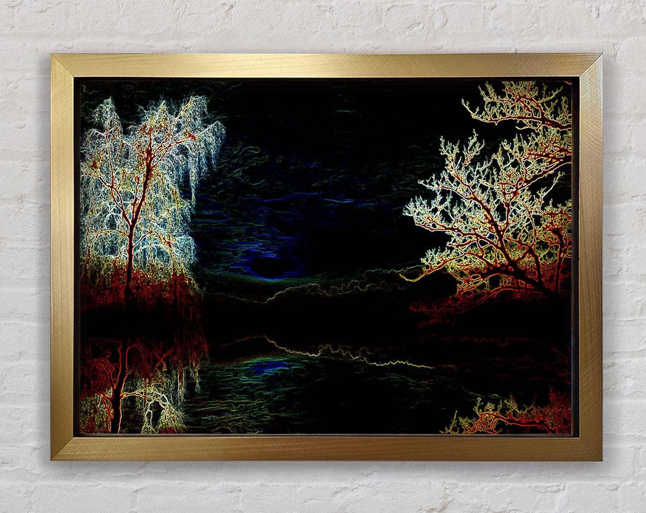Abstract Neon Landscape 19 Framed Print