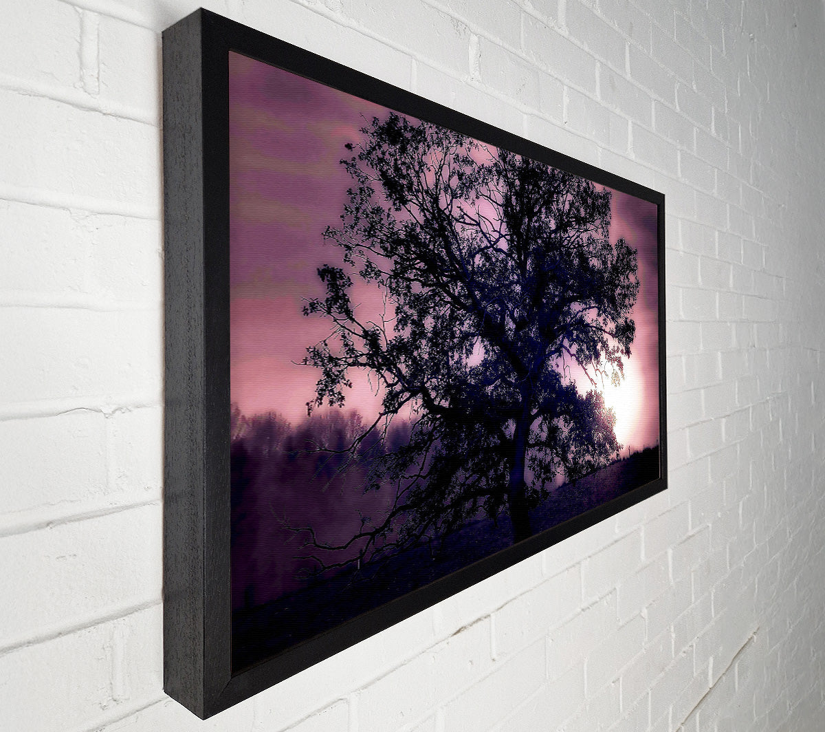 Tree Under Full Moon Canvas Wall Art