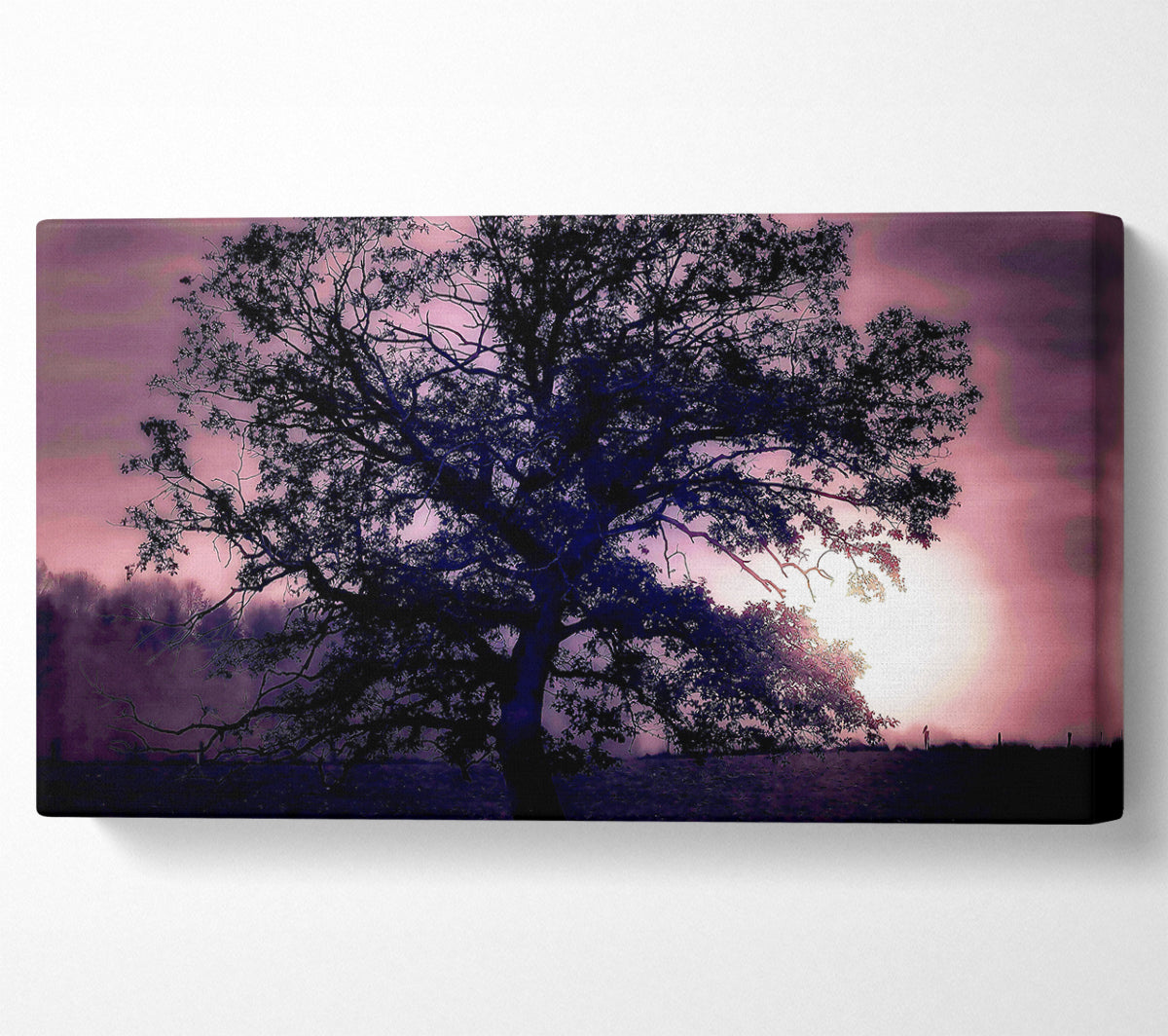 Tree Under Full Moon Canvas Wall Art