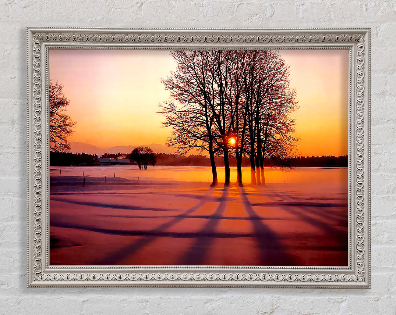 Winter Tree Sunrise Pinks Framed Print