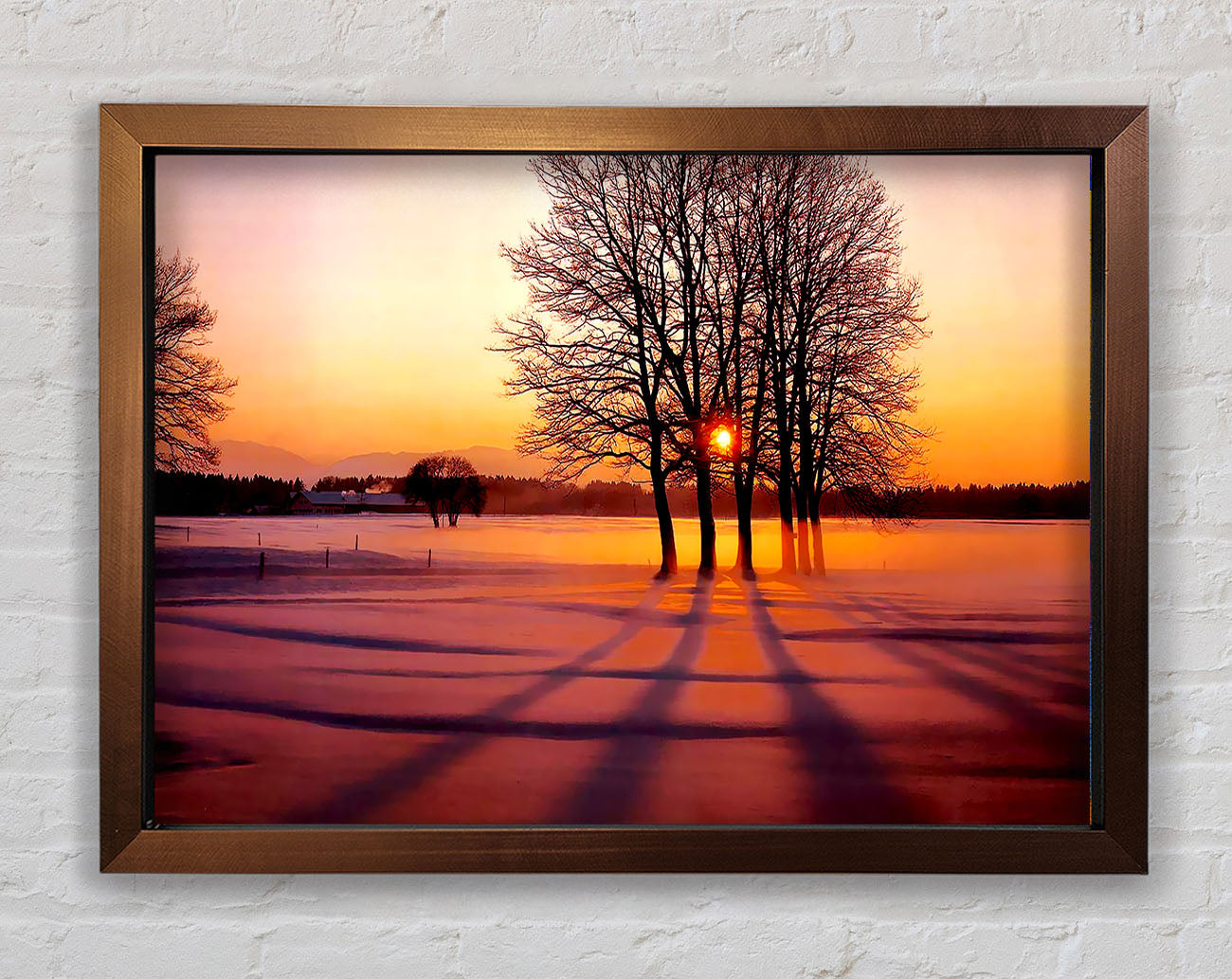 Winter Tree Sunrise Pinks Framed Print