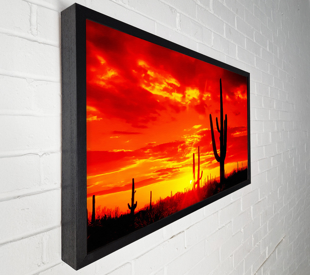 Red Desert Cactus Canvas Print