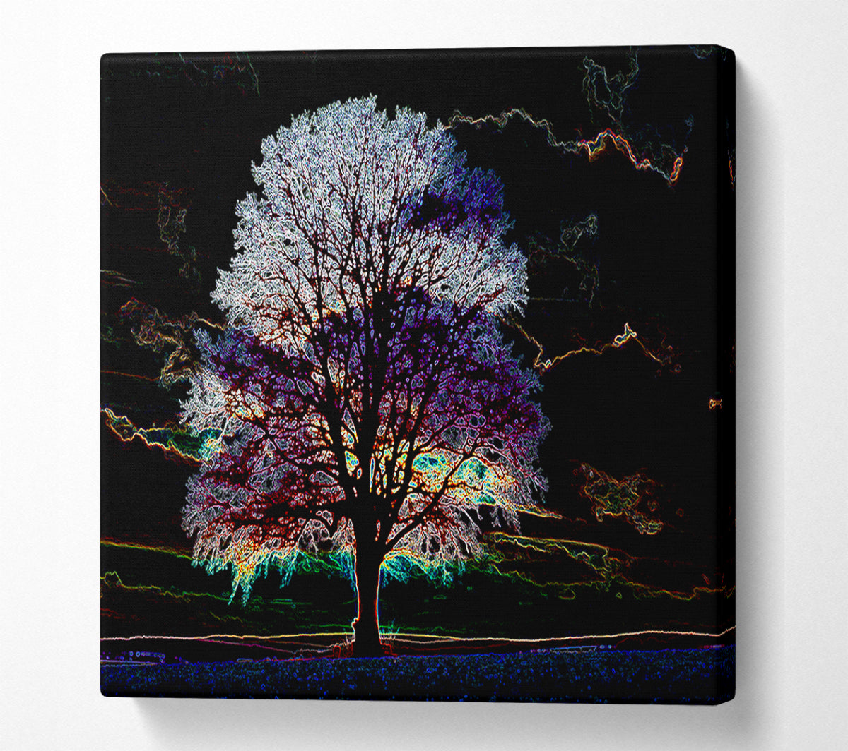 Abstract Neon Landscape 12 Canvas Wall Art