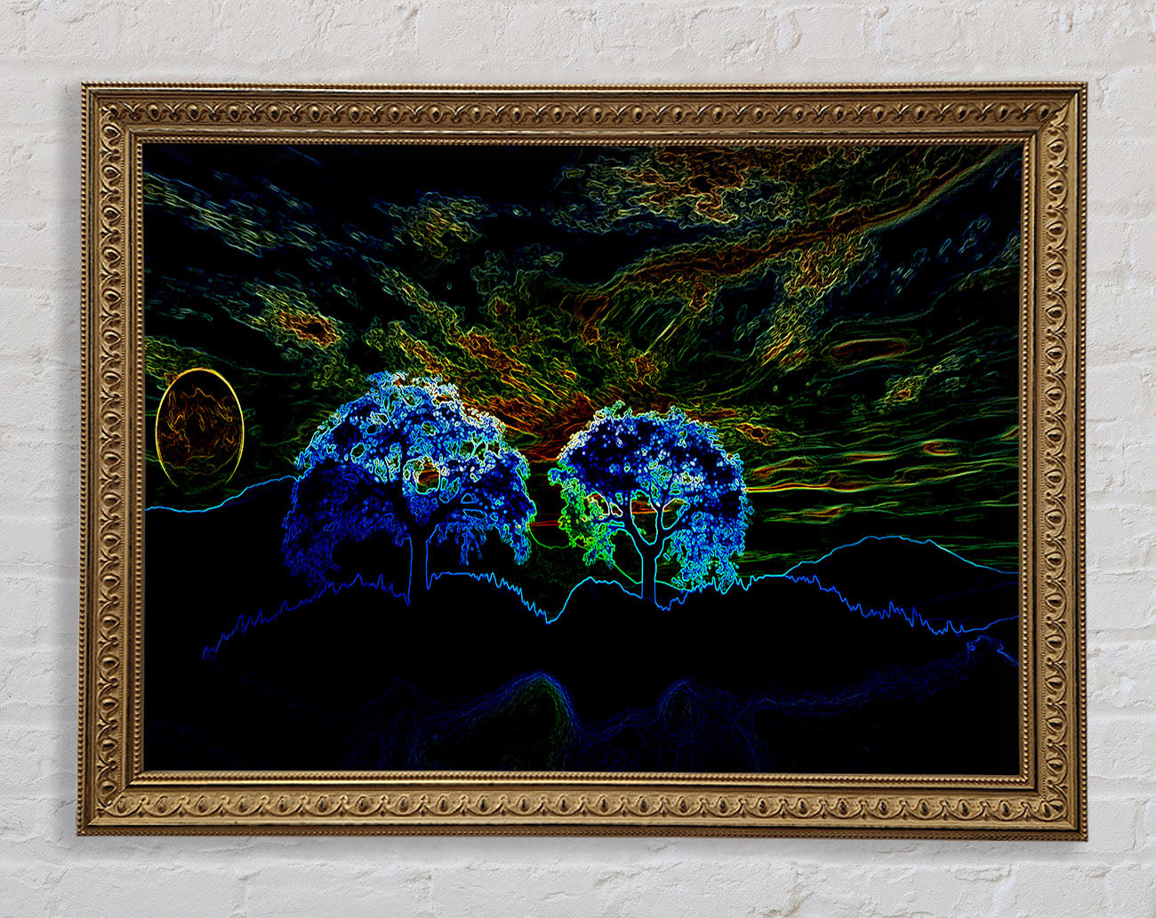 Abstract Neon Landscape 02 Framed Print