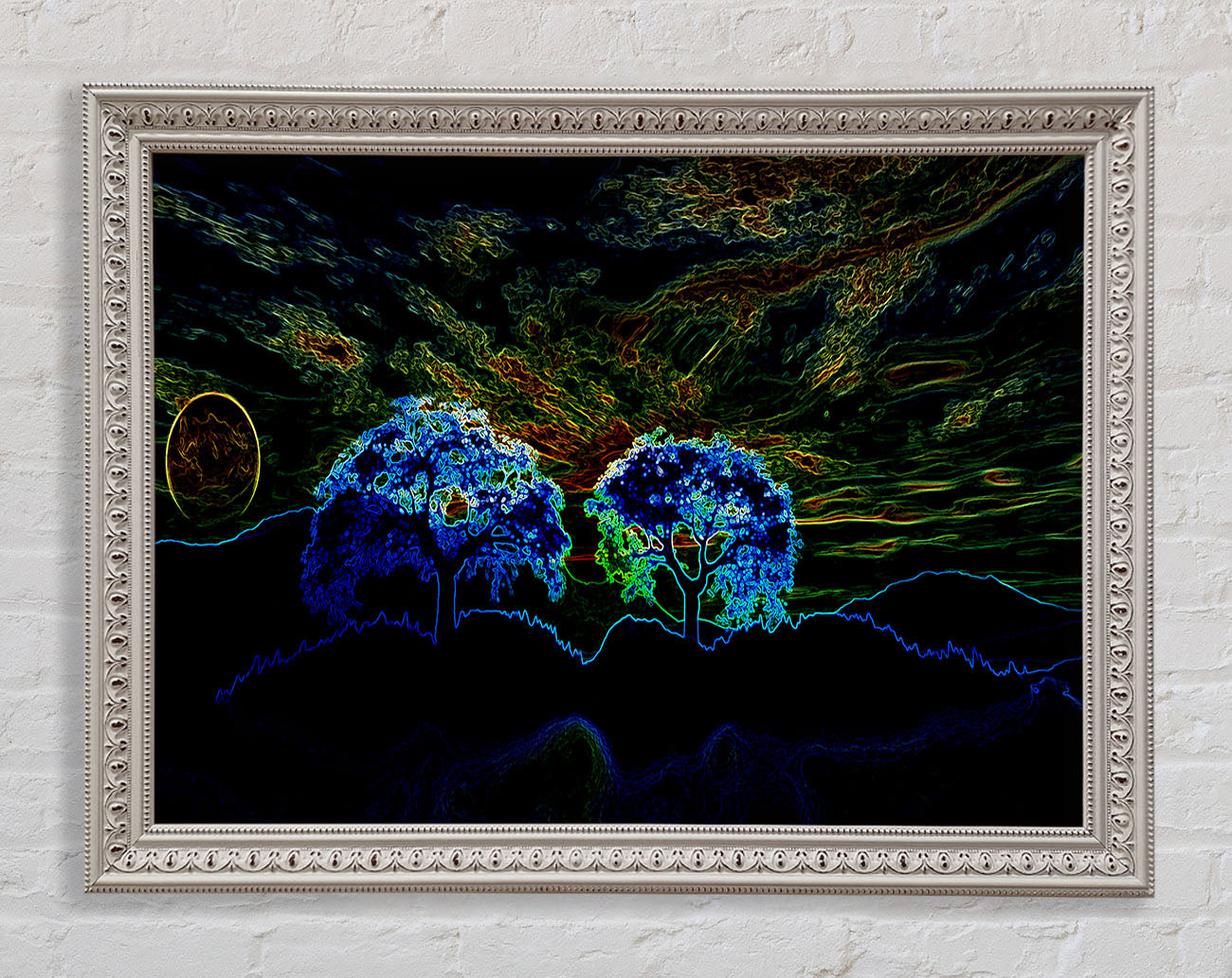 Abstract Neon Landscape 02 Framed Print