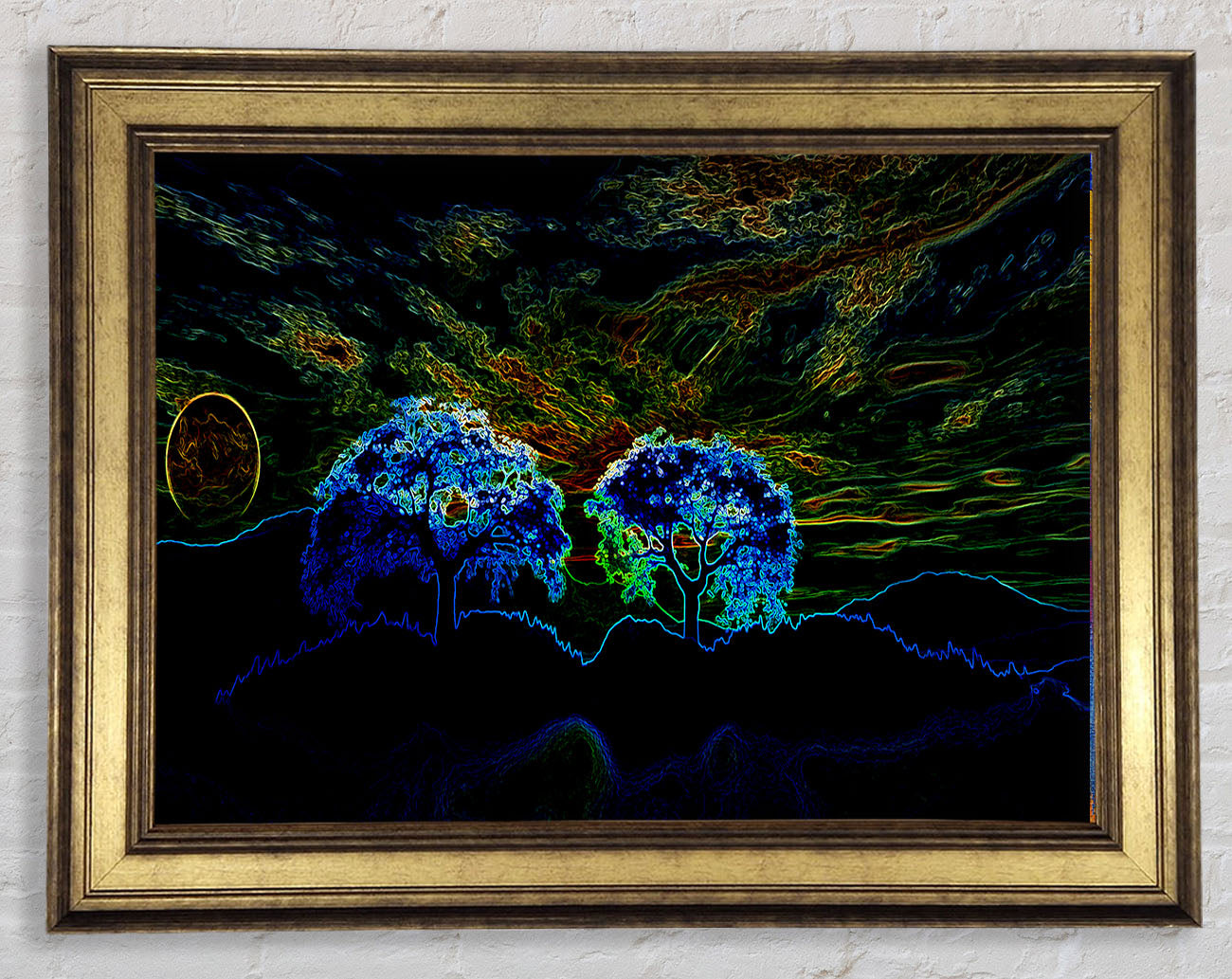 Abstract Neon Landscape 02 Framed Print