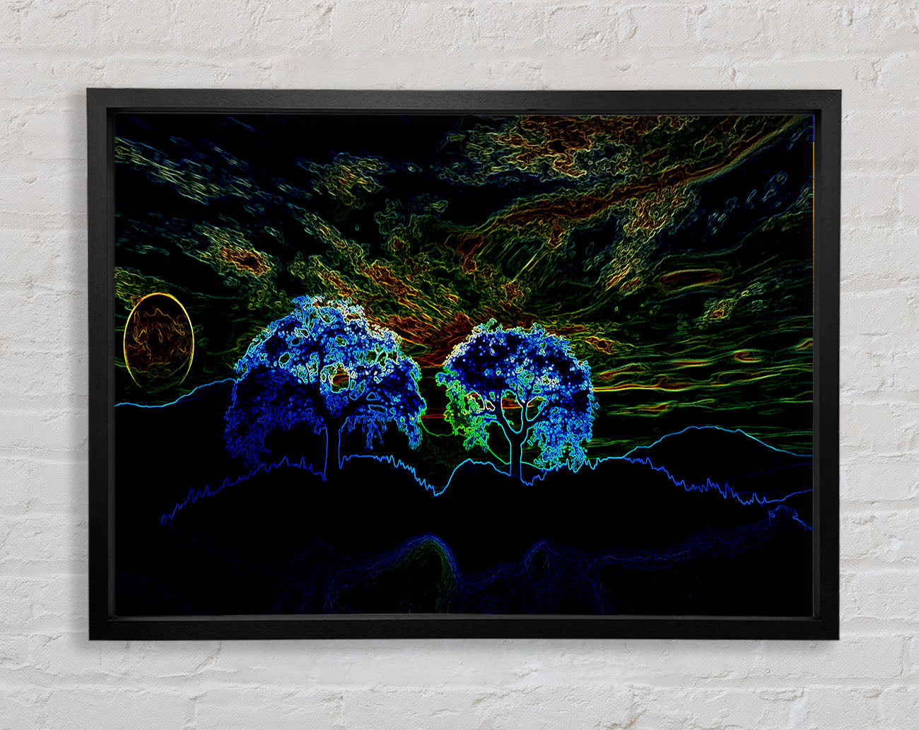 Abstract Neon Landscape 02 Framed Print