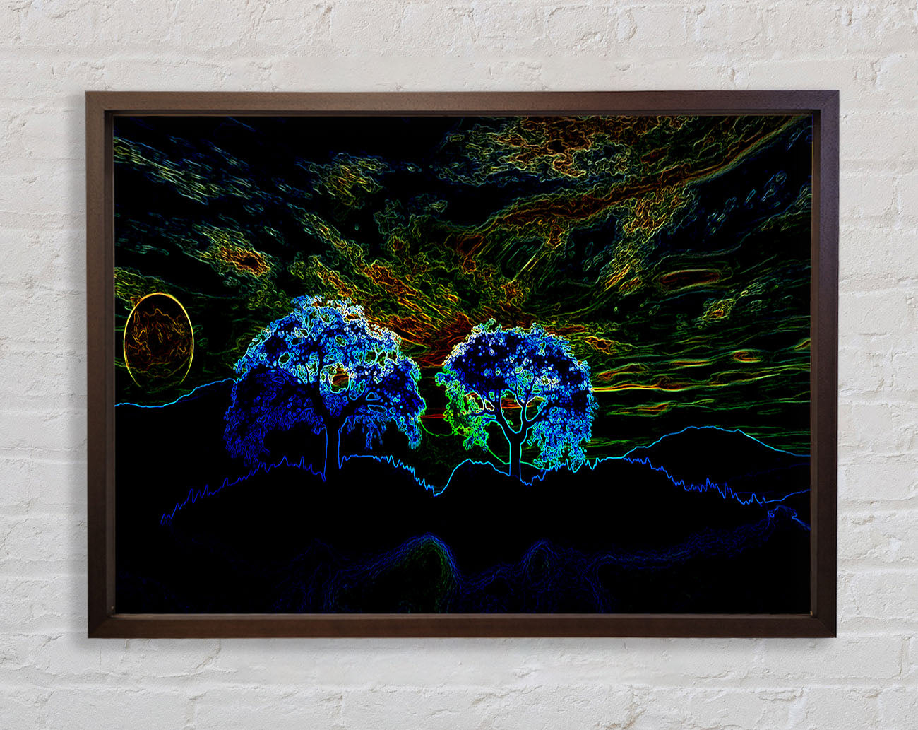 Abstract Neon Landscape 02 Framed Print