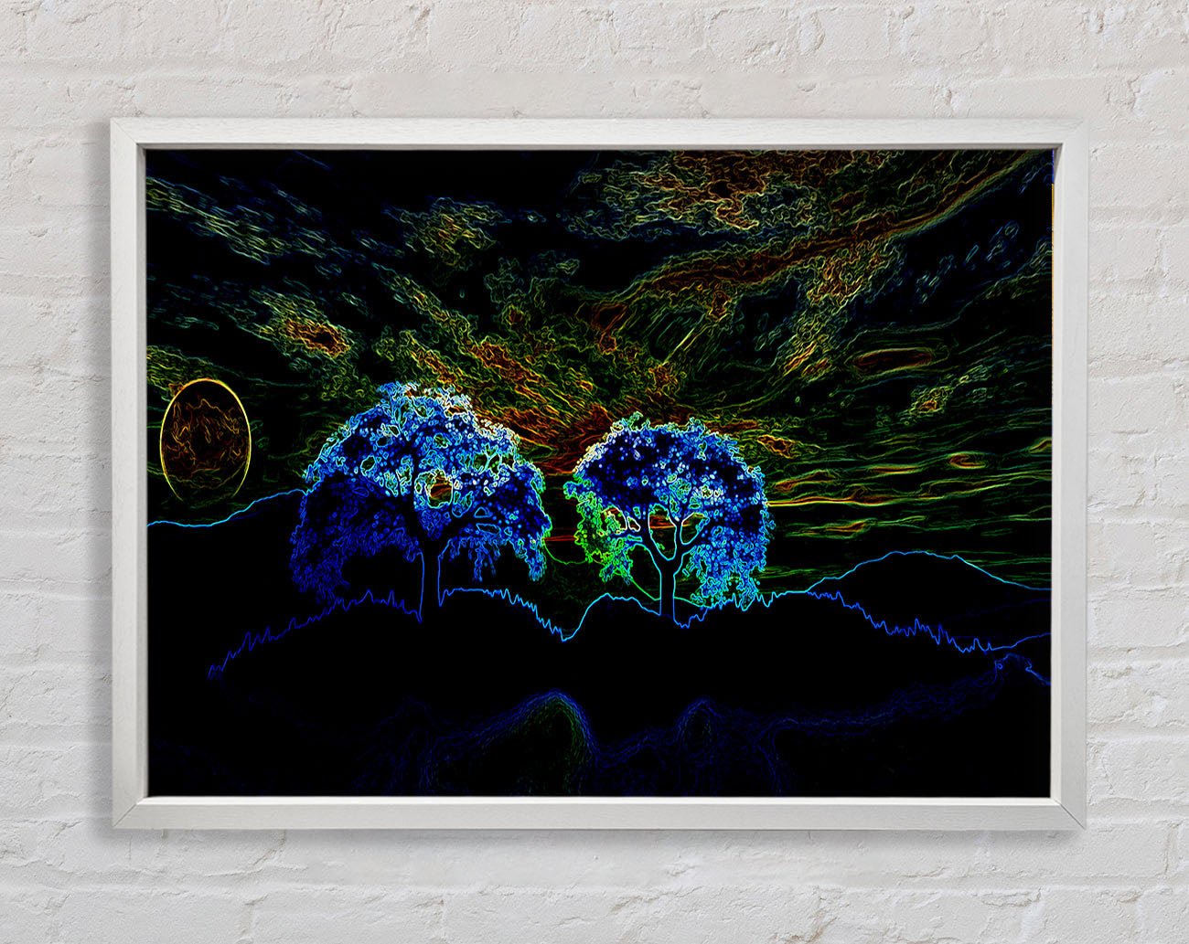 Abstract Neon Landscape 02 Framed Print