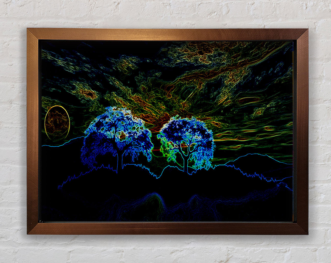 Abstract Neon Landscape 02 Framed Print