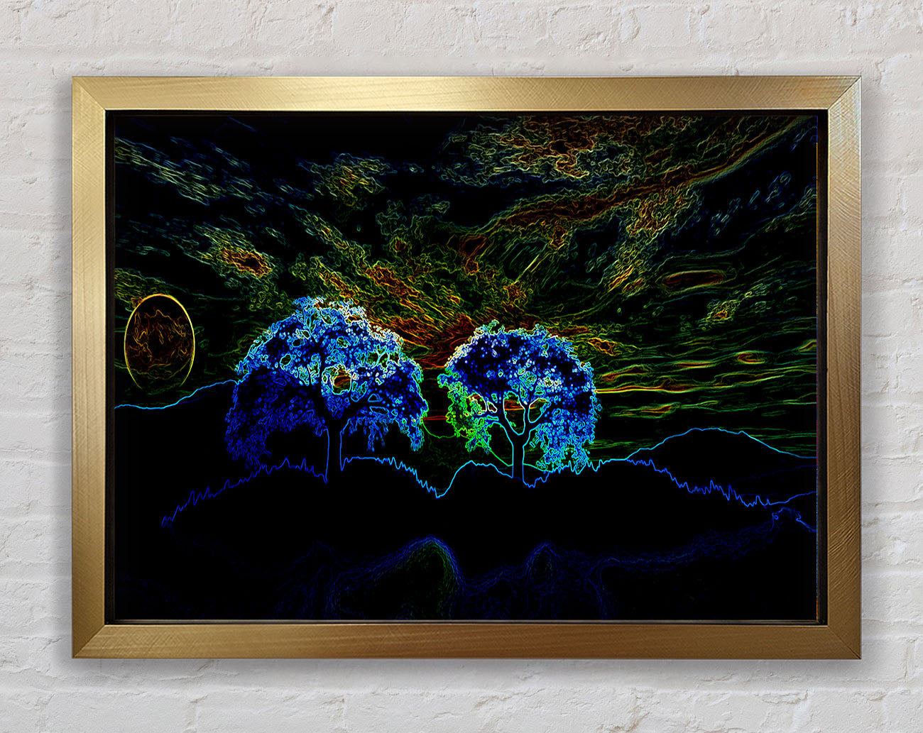 Abstract Neon Landscape 02 Framed Print
