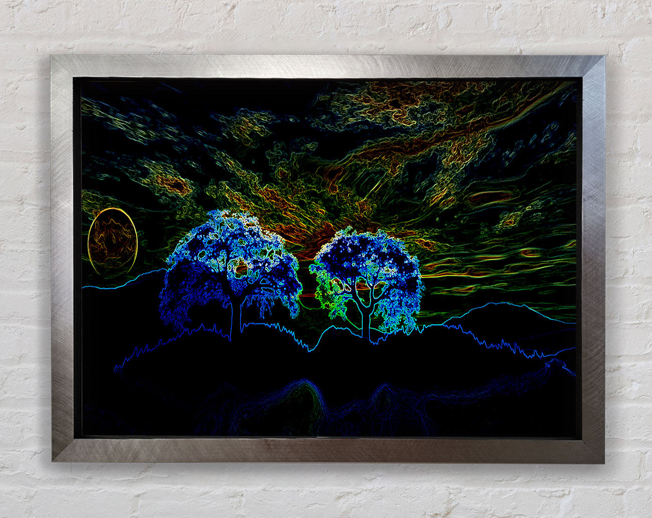 Abstract Neon Landscape 02 Framed Print
